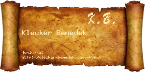 Klecker Benedek névjegykártya
