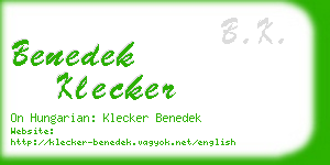 benedek klecker business card